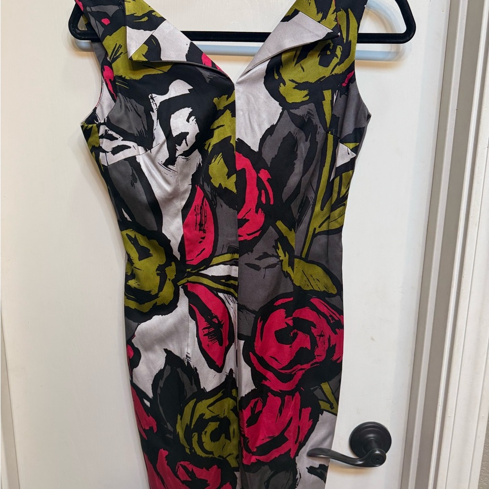 Trina Turk Bold Floral Midi Dress - Red, Green, Black